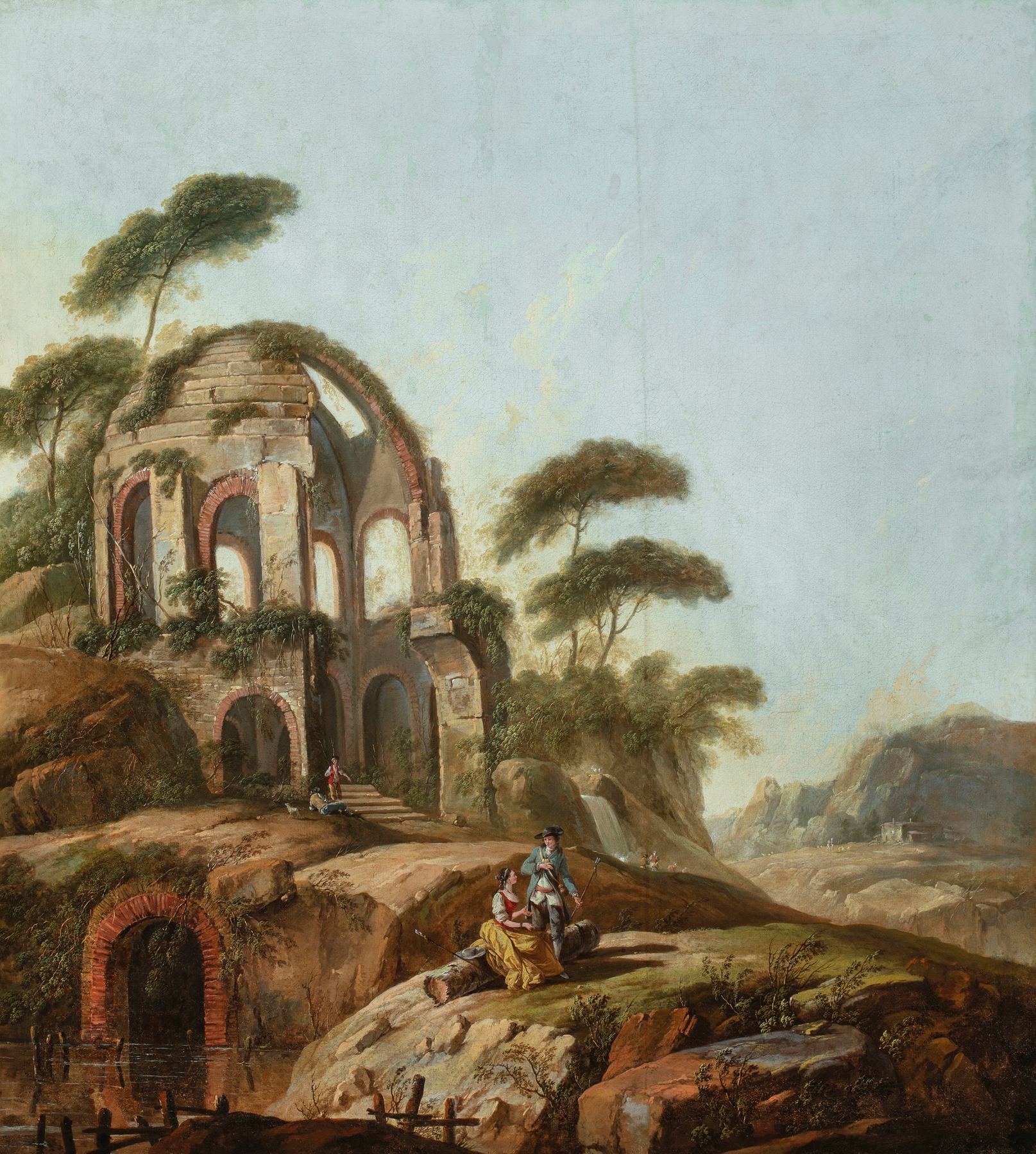 Landscape with the ruins of the Temple of Minerva Medica in Rome, oil on canvas by Jean-Baptiste Pillement