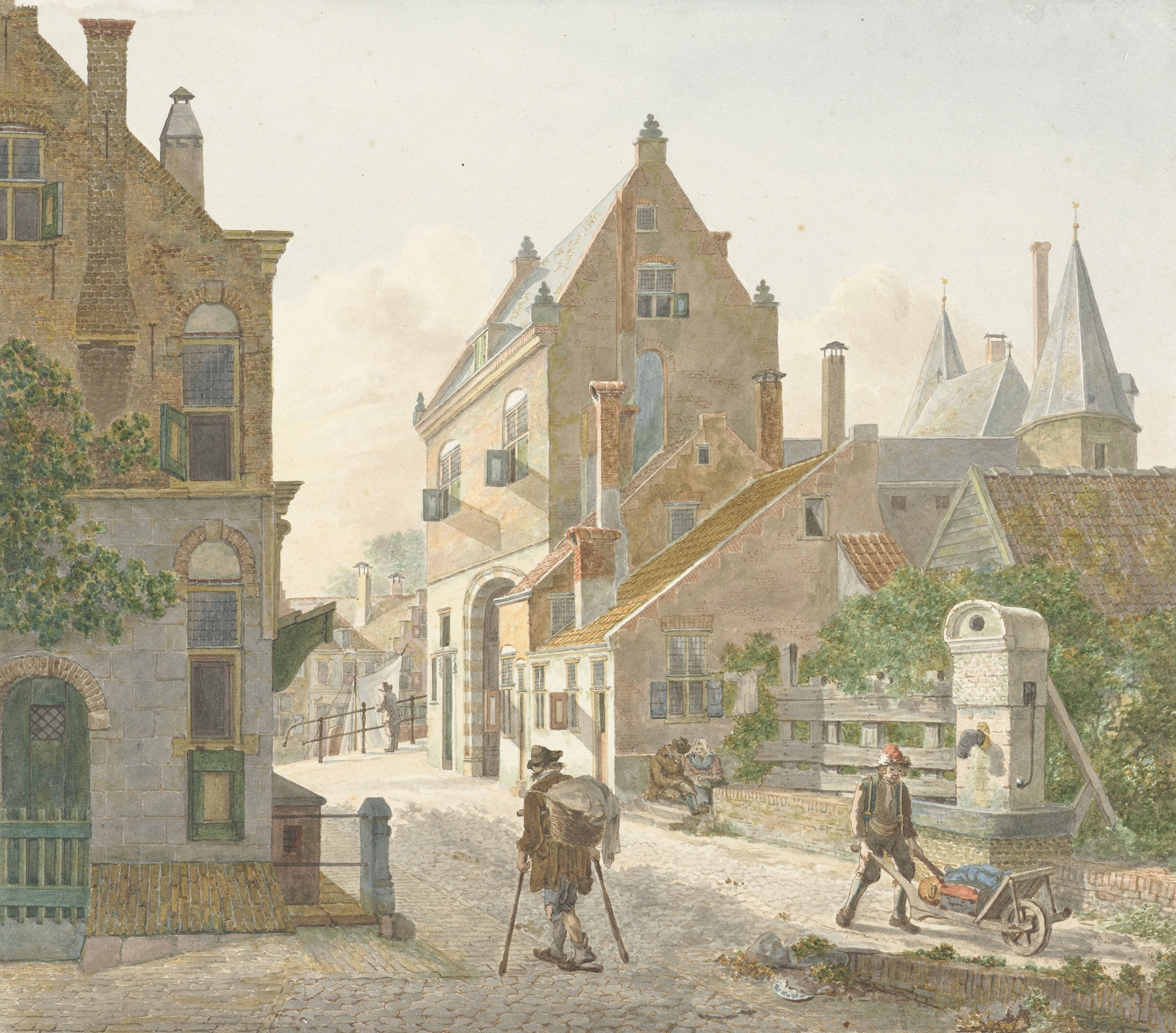 De Waardpoort en de Oude Gracht in Utrecht by Jan Hendrik Verheijen, oil painting