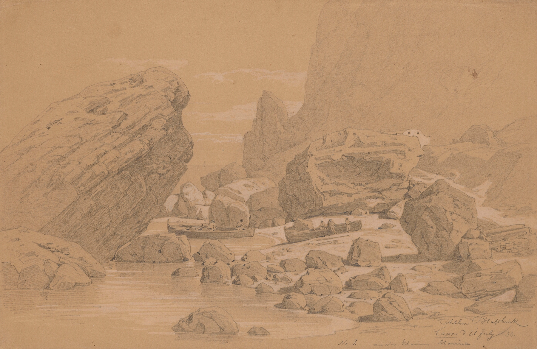 Rocky beach on Capri, oil on canvas by Arthur Blaschnik