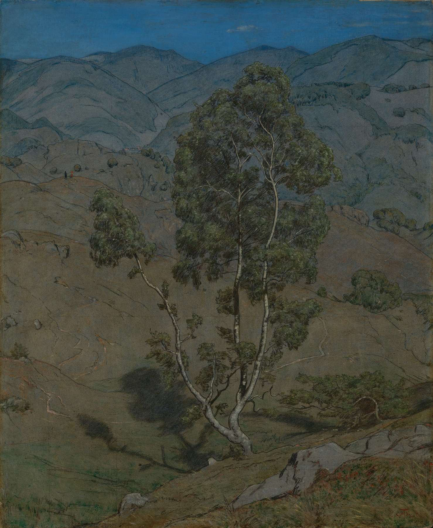 Luminous birch tree in ethereal light, oil on canvas by Hans Thoma