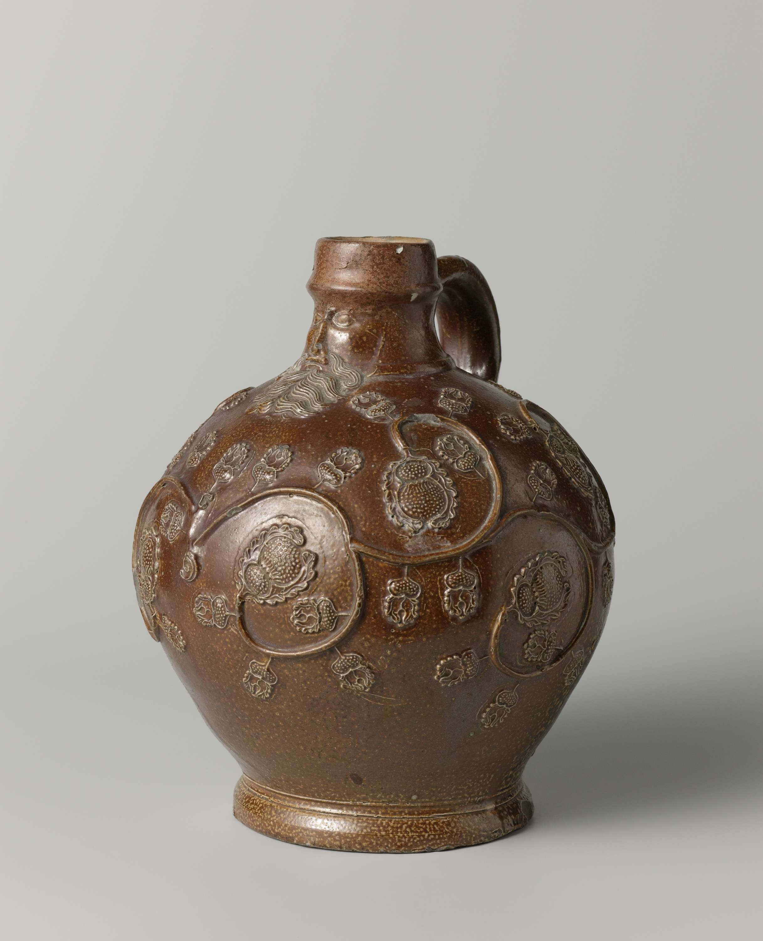 Bartmann (bearded-man) jug, by Unknown Artist, public domain