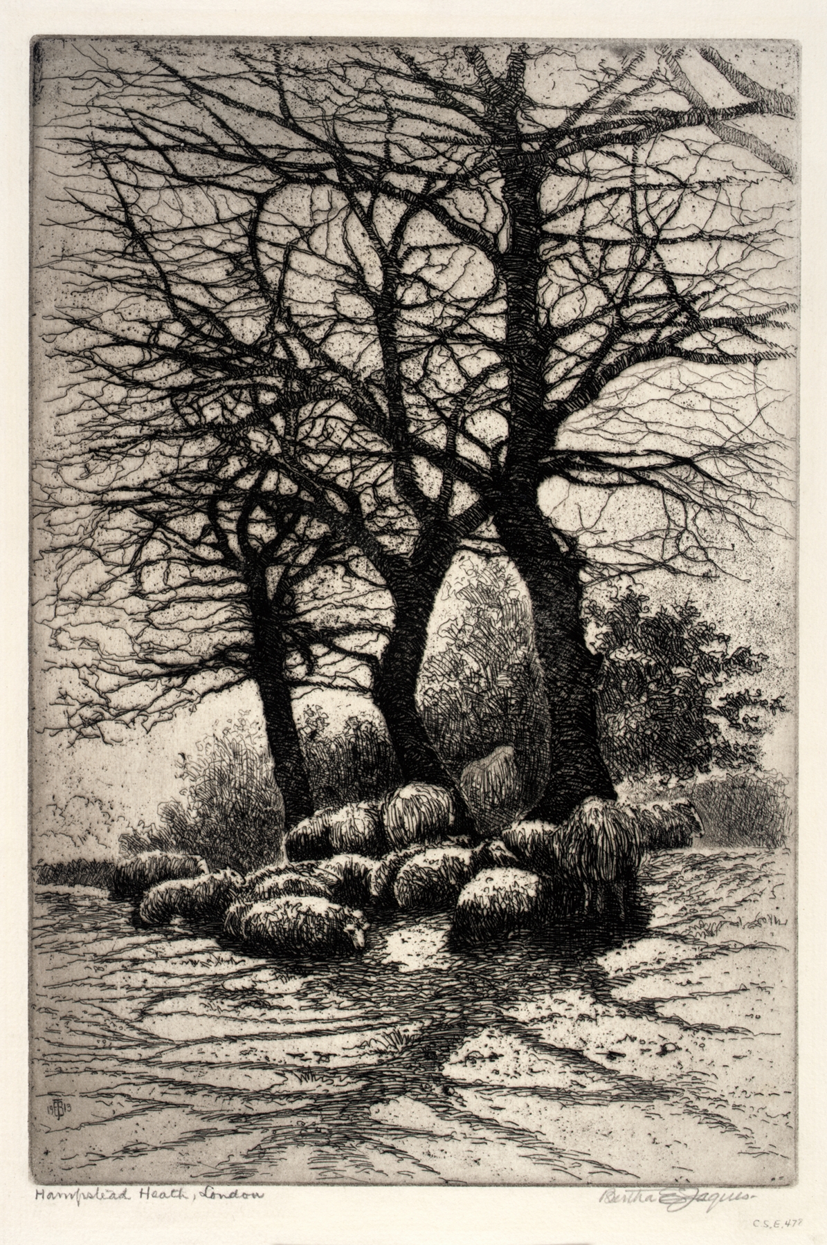 Hampstead Heath, London by Bertha Jaques, watercolor on paper
