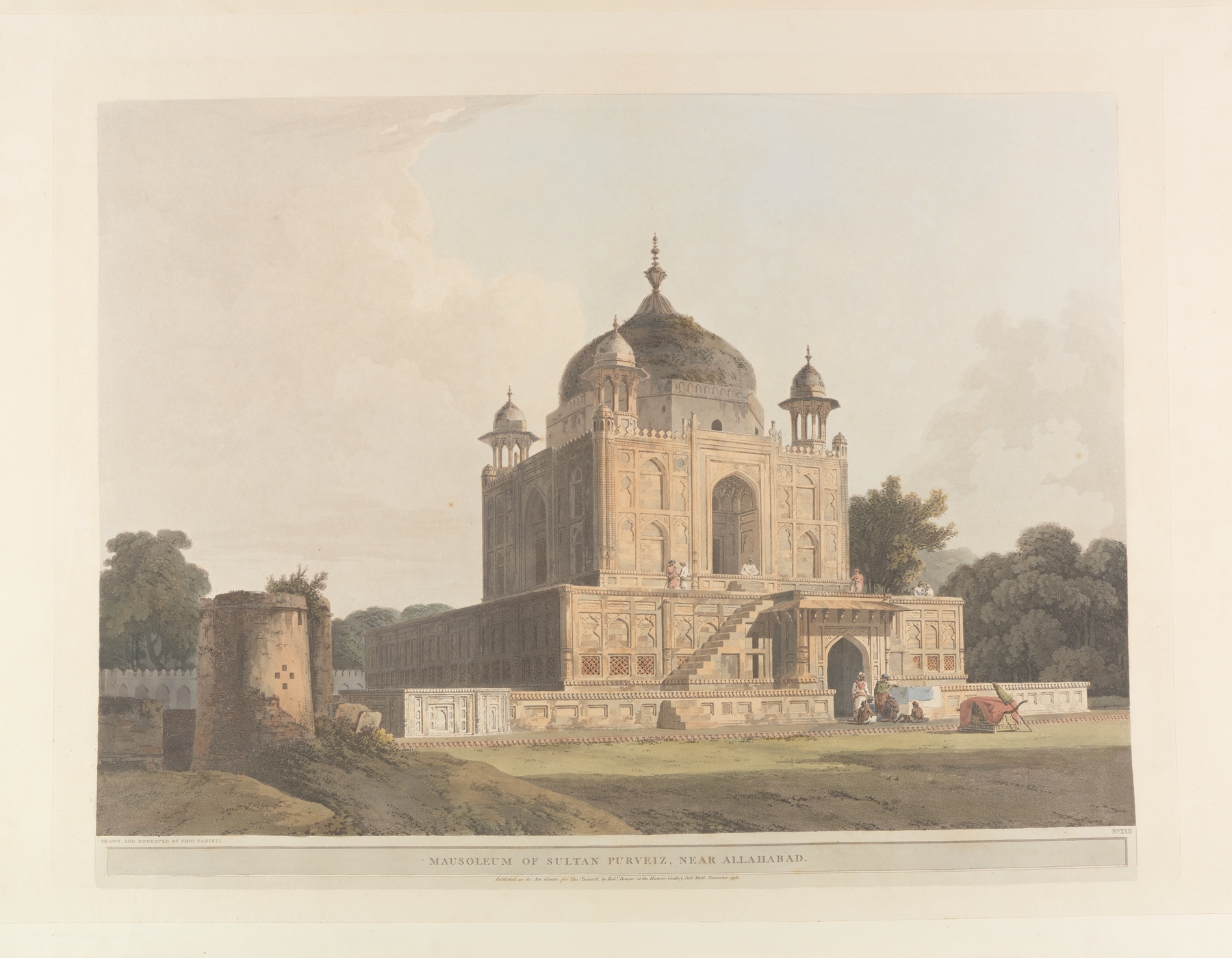 Oriental Scenery Pl. 22 engraving by Thomas Daniell depicting a lush landscape.