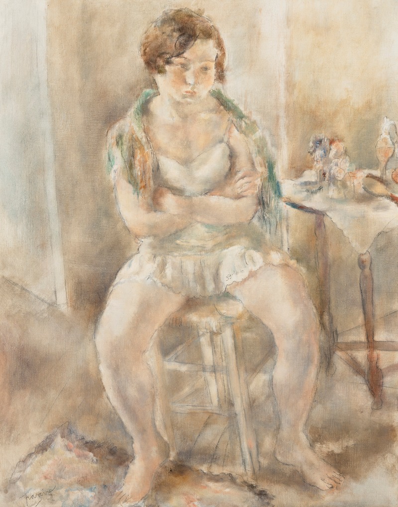 A portrait of a woman in a vibrant setting by Jules Pascin.