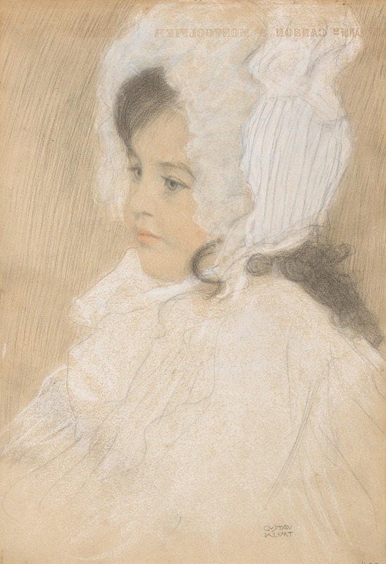 A portrait of a young girl by Gustav Klimt, showcasing his distinctive style.