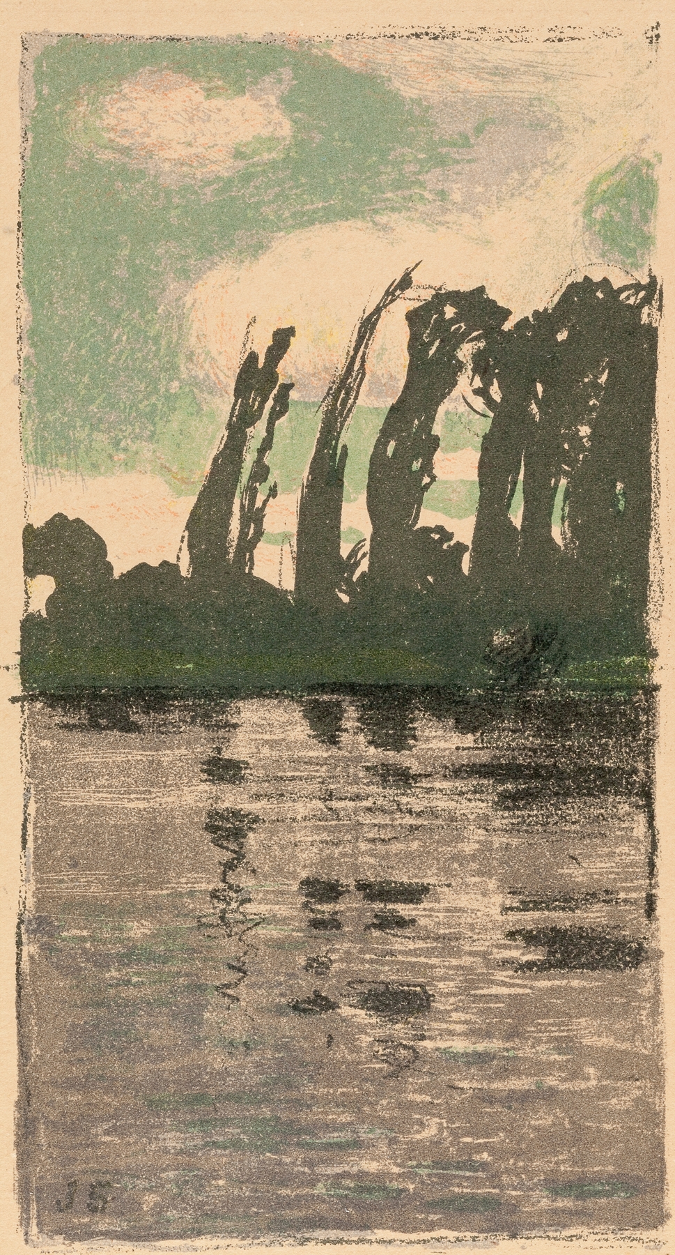 Landscape with a poplar tree, oil on canvas by Jan Stanisławski