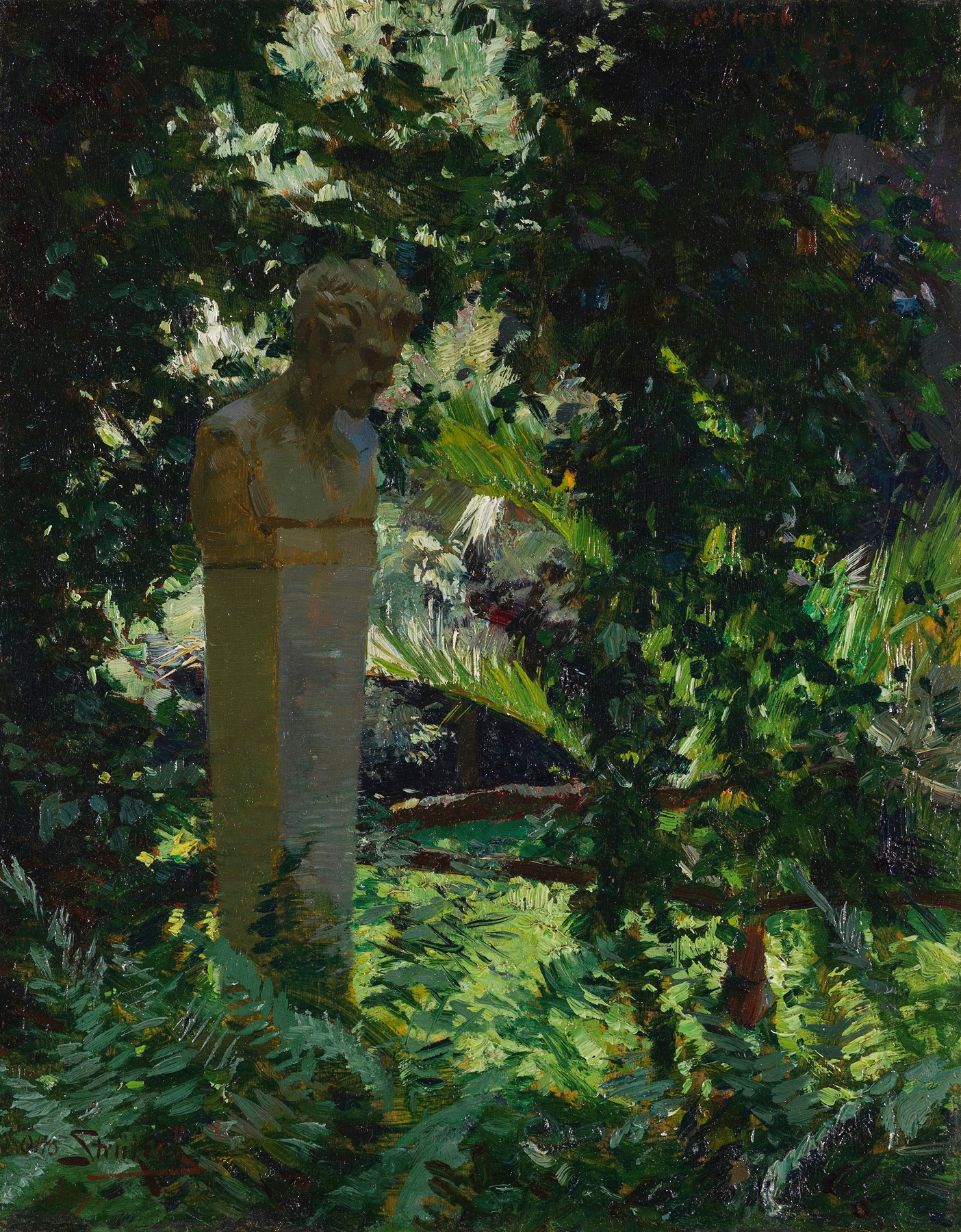 Bronze sculpture of a faun by Otto Strützel
