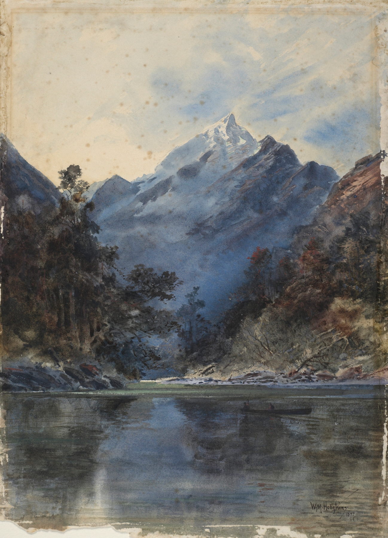 On the Arthur River by William Mathew Hodgkins, oil painting depicting a river and lush landscape.
