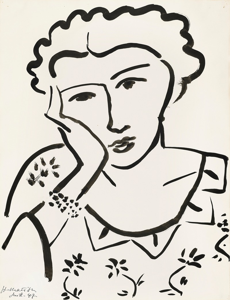 Henri Matisse's 'Jeune fille accoudée' features a young girl in a relaxed pose.