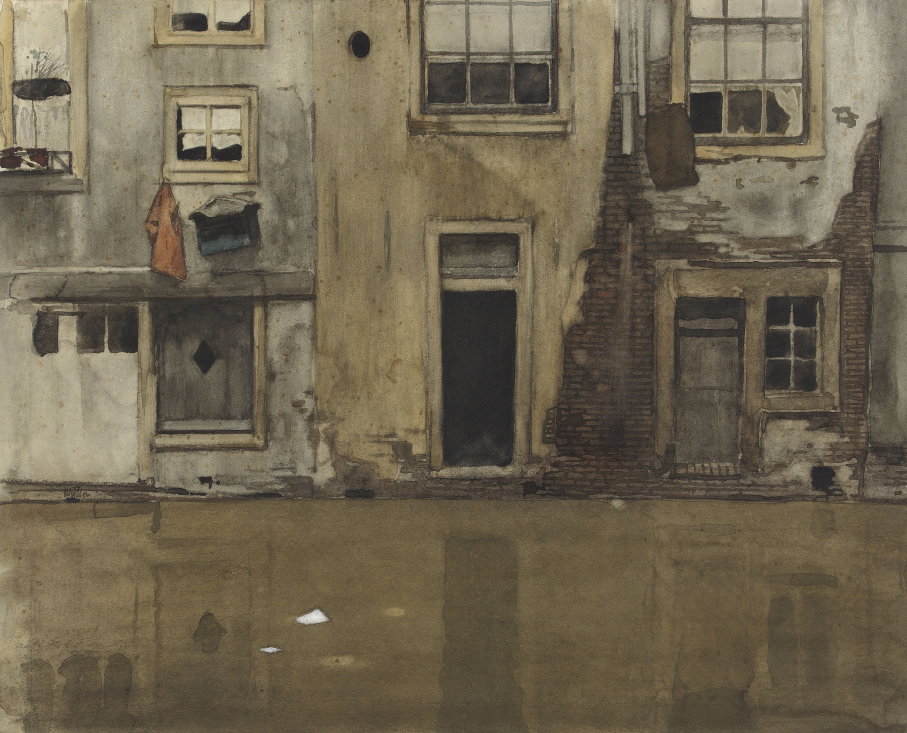 Huizen aan een gracht, by Willem Witsen, public domain