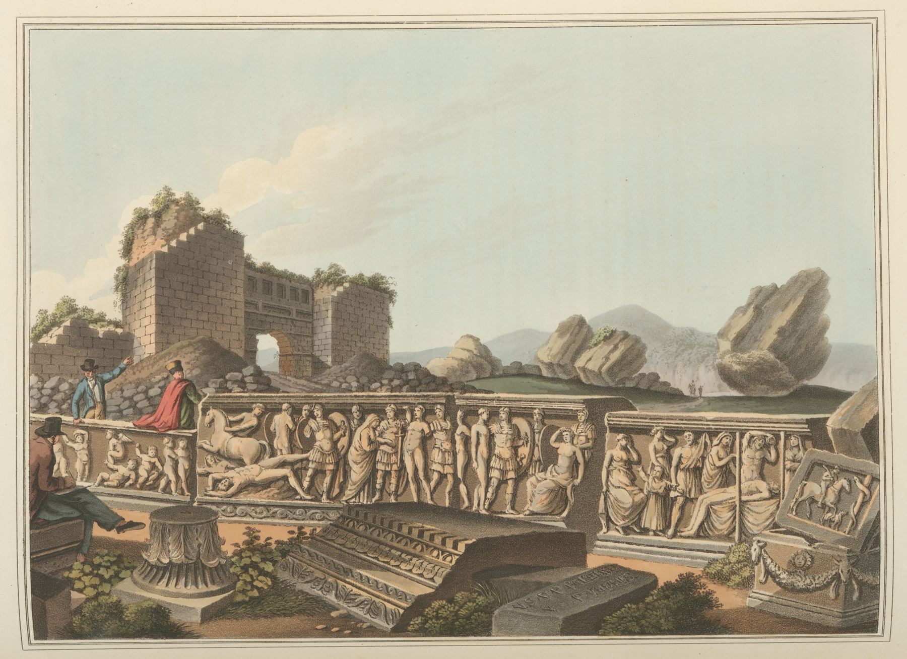 Fragments at Ephesus by Luigi Mayer, depicting ruins of a temple in an unknown medium.
