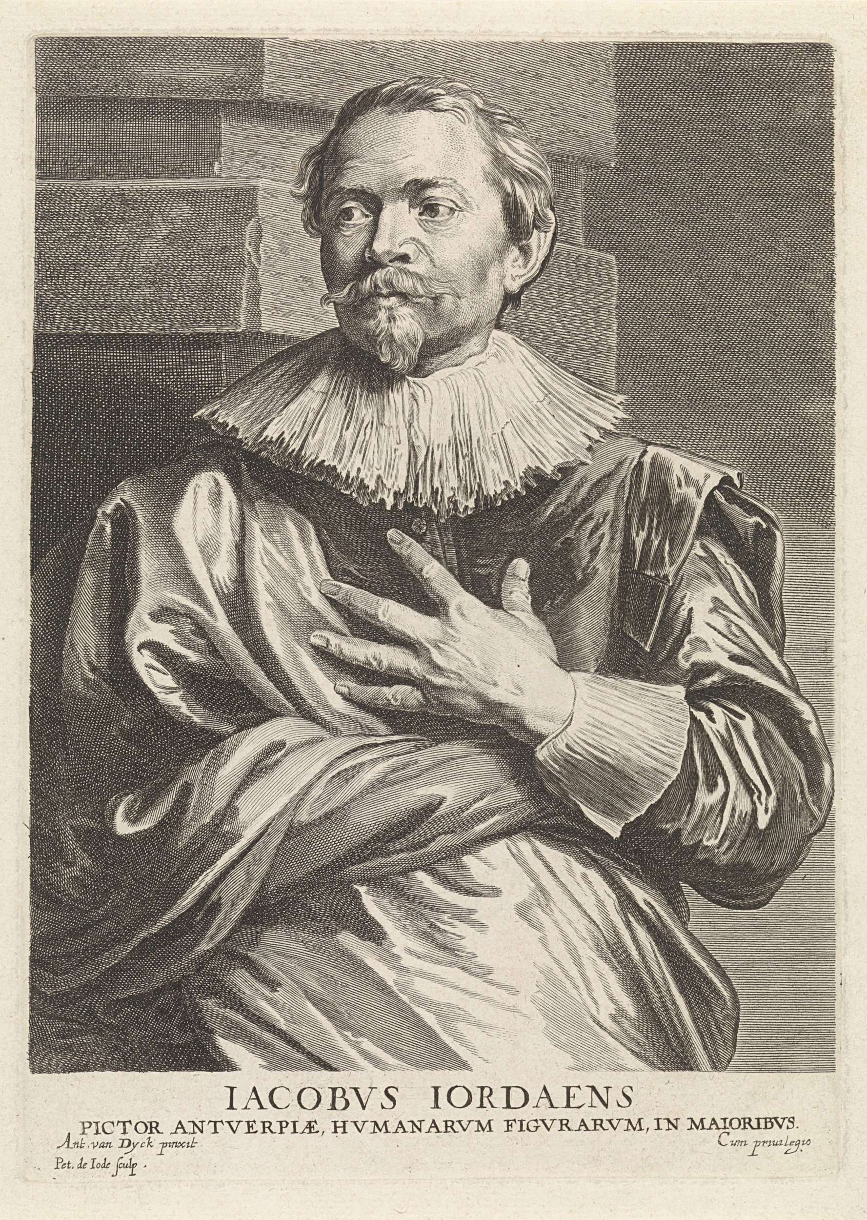 Engraving of Jacques Jordaens by Pieter de Jode (II), depicting a noble portrait