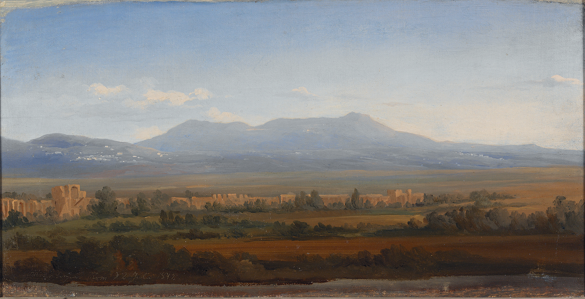 Landscape view from the Albano Mountains, oil on canvas by Gustaf Wilhelm Palm