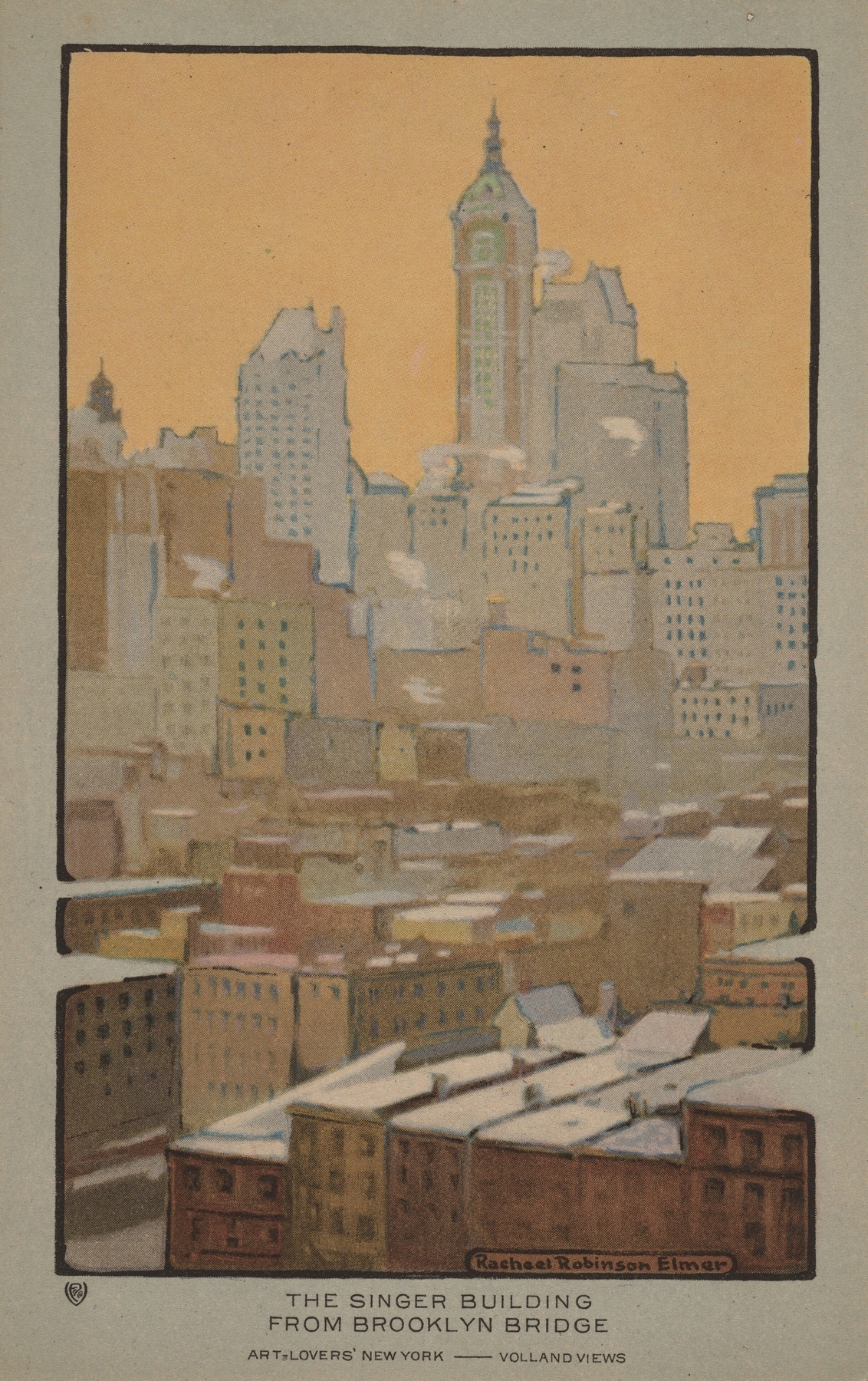 The Singer Building from Brooklyn Bridge, by Rachael Robinson Elmer, public domain
