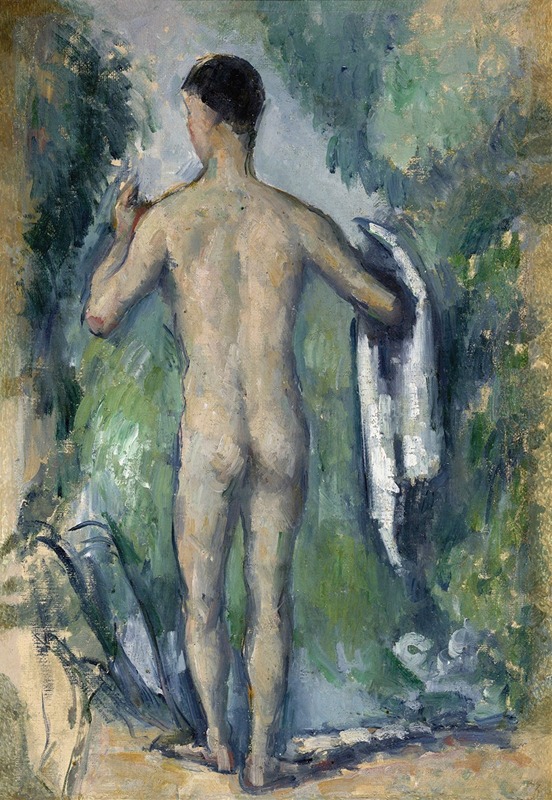 Nude standing bather seen from the back, oil on canvas by Paul Cezanne