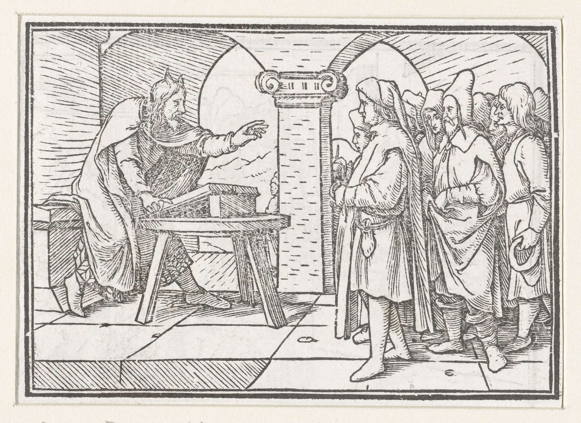 Moses teaching the Israelites laws, 1538, paper, Hans Holbein