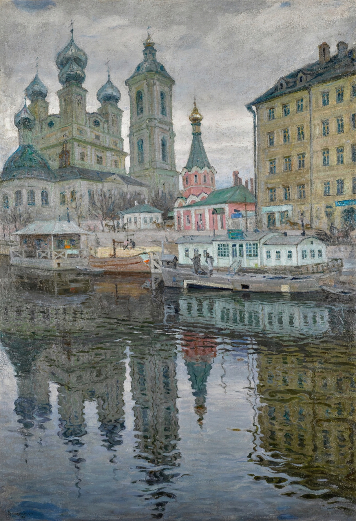 View of Vasilievsky Island with the Church of the Annunciation, by Arnold Borisovich Lakhovsky, public domain