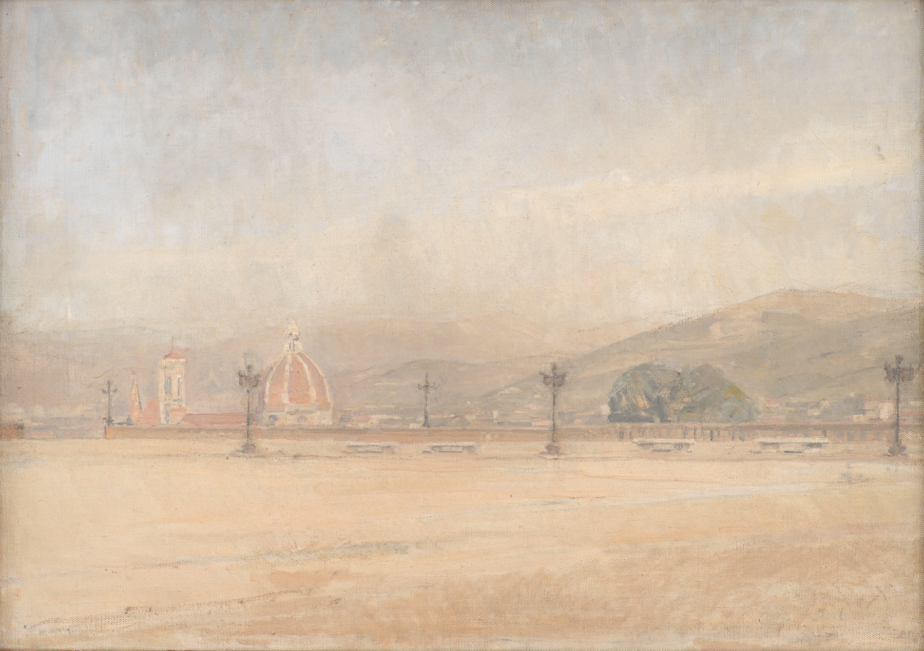 Piazzale Michelangelo near Florence, oil on canvas by Karl Schou
