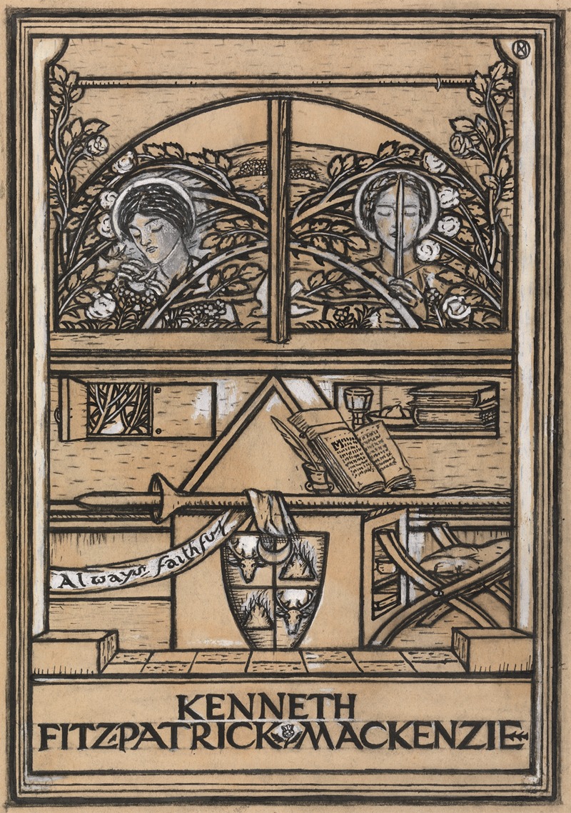 Design for a bookplate for Kenneth Fitzpatrick Mackenzie