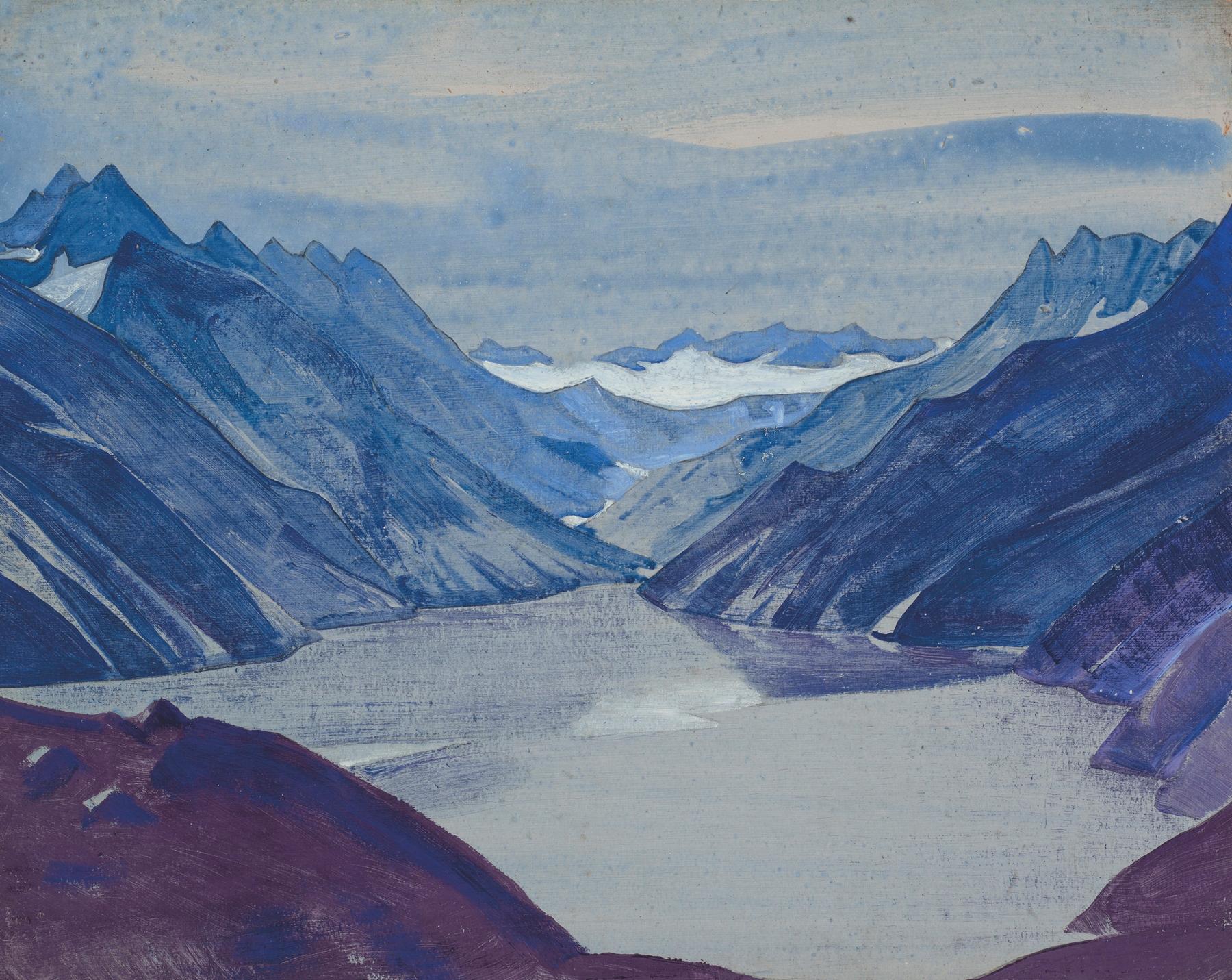 Nag Lake, oil on canvas by Nicholas Roerich, depicting tranquil waters and nature.