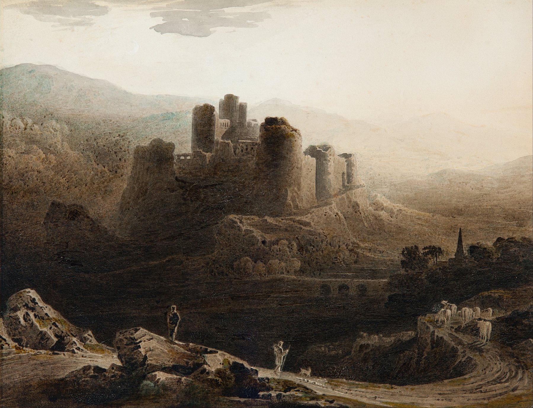 Moonlight – Chepstow Castle, by John Martin, public domain