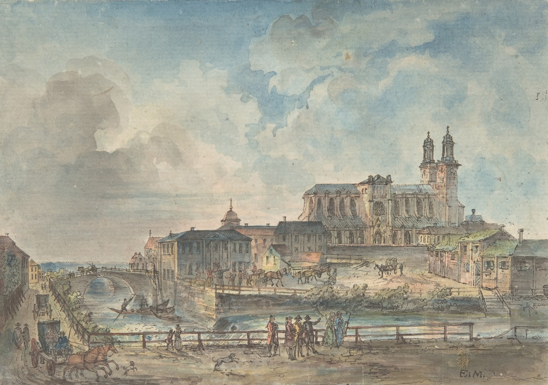 View of Uppsala cathedral from the North, oil on canvas by Elias Martin
