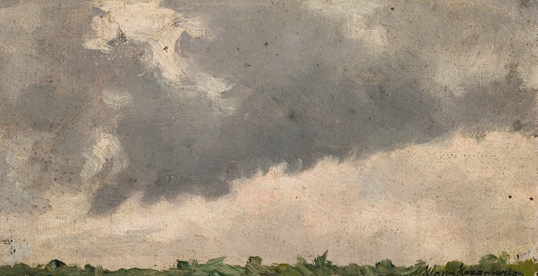 Landscape sketch by Maria Klass-Kazanowska, impressionism, depicting a serene horizon with soft hues.