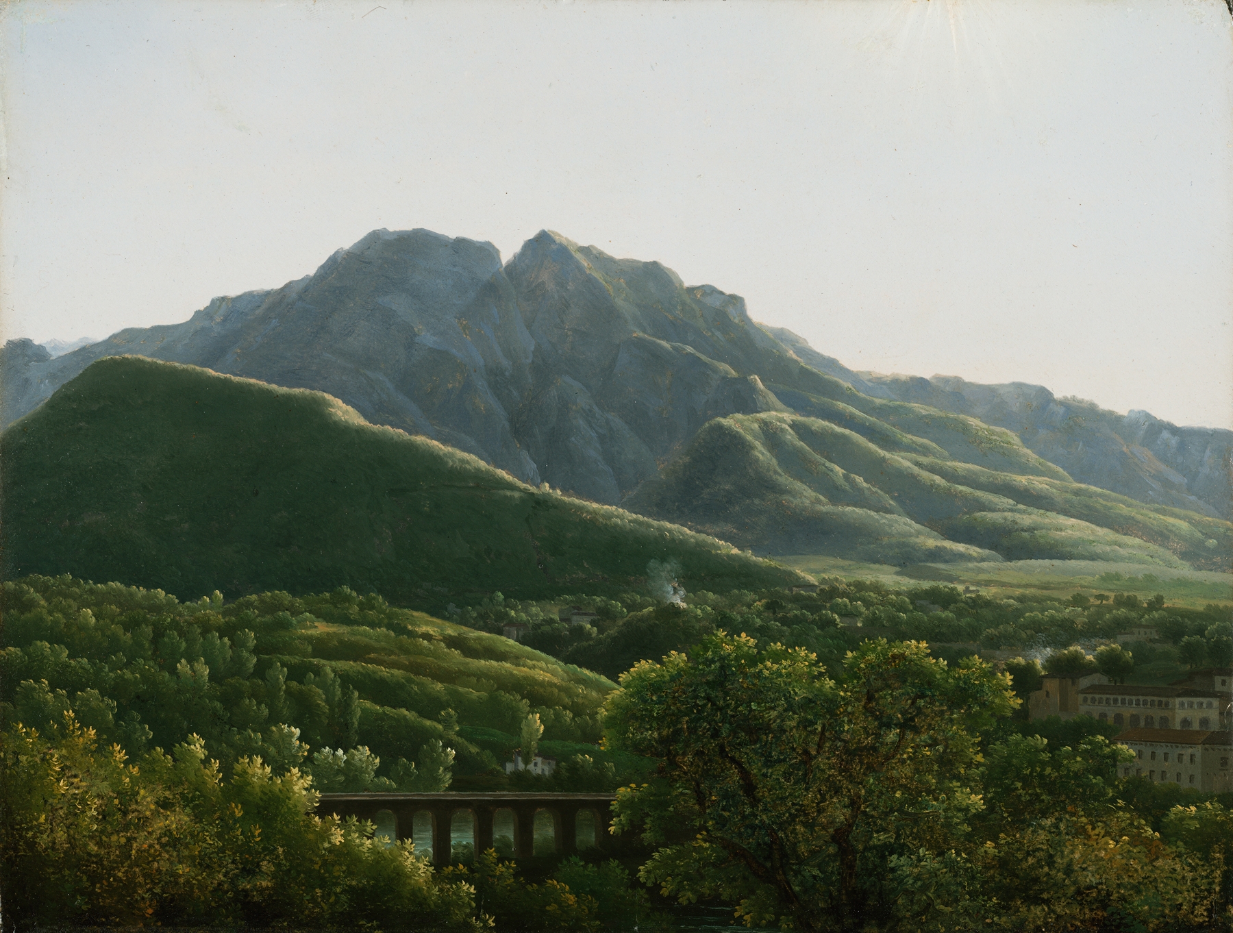 View of Bridge and the Town of Cava, oil on canvas by Jean-Joseph-Xavier Bidauld