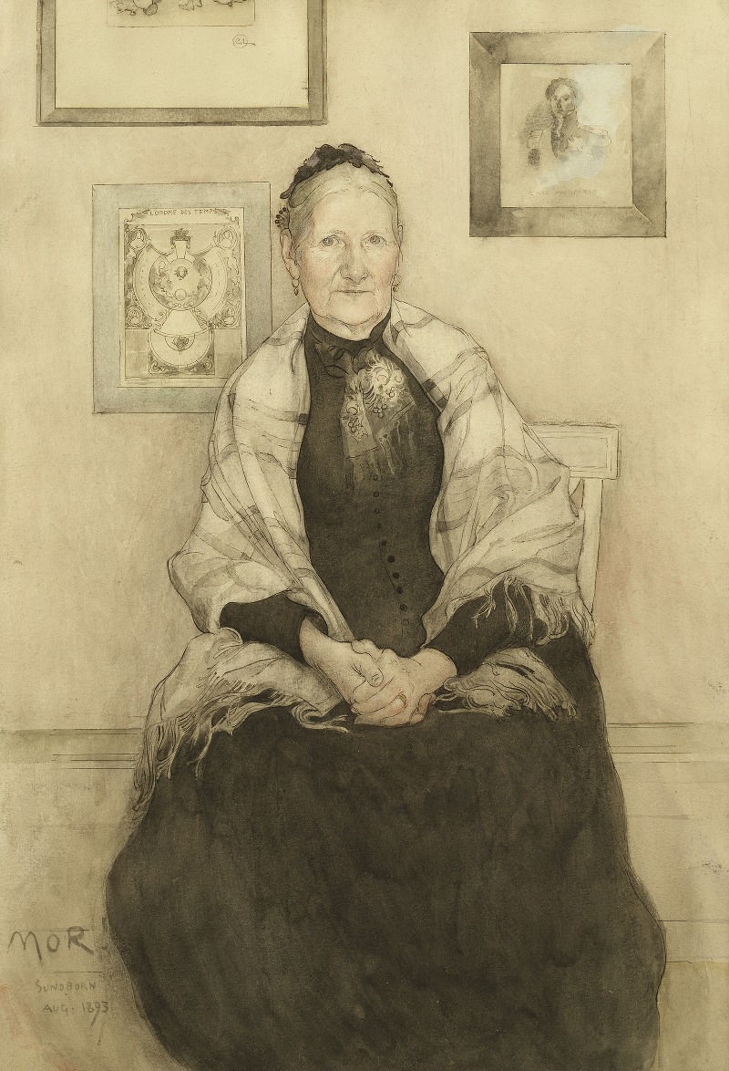 A tender portrayal of a mother and child by Carl Larsson.