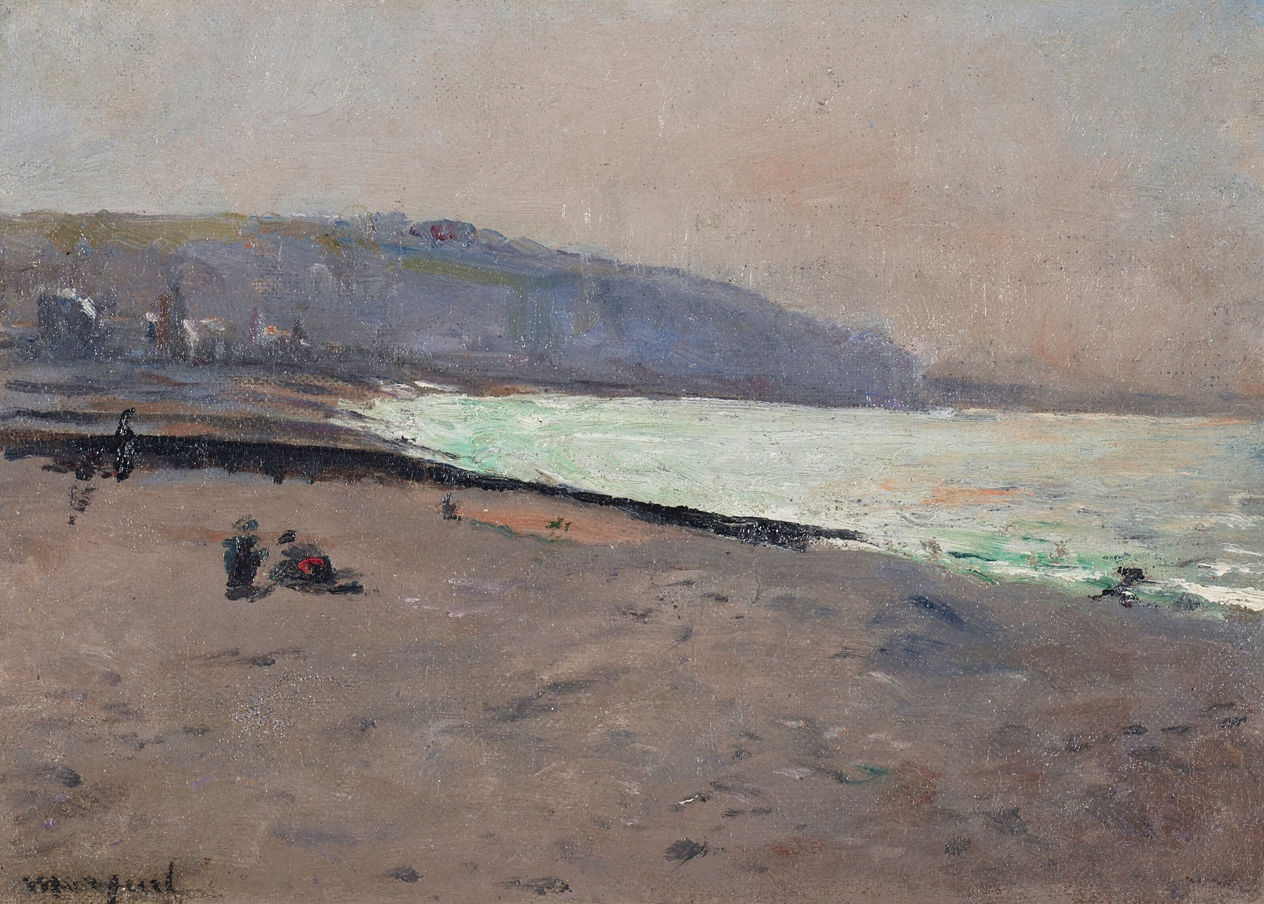 Coastal scene with gentle waves and sand, oil on canvas by Albert Marquet