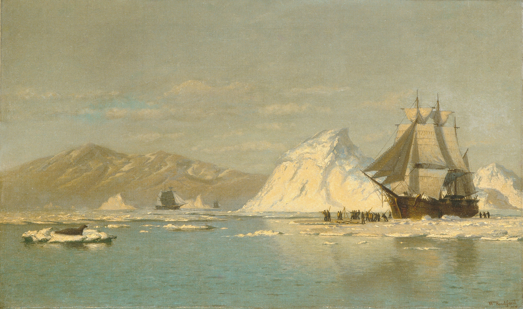 Off Greenland—Whaler Seeking Open Water, by William Bradford, public domain