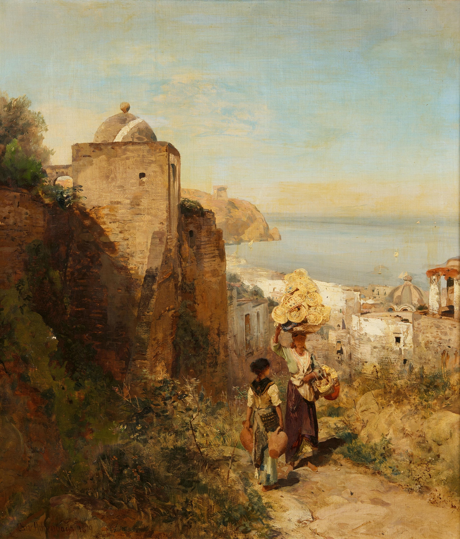Küstenlandschaft bei Neapel, by Oswald Achenbach, public domain