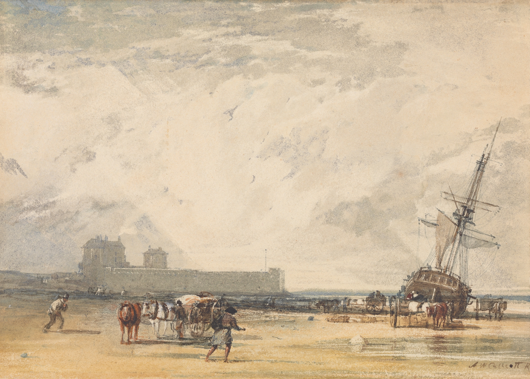 Marine scene with waves and clouds, oil on canvas by Sir Augustus Wall Callcott