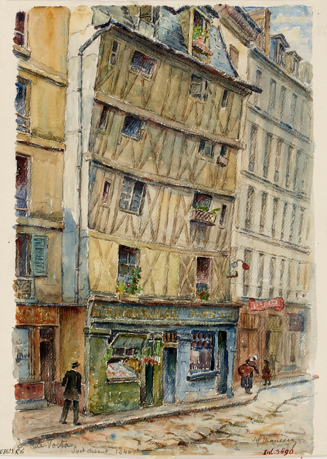 Architecture of Vieille maison du XIIIè siècle by Georges-Henri Manesse, oil on canvas