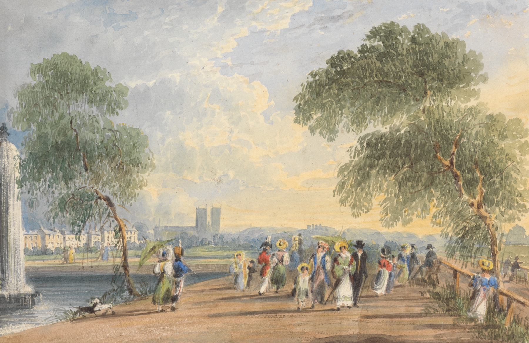 Landscape depicting Green Park by George Sidney Shepherd, oil painting with trees and dappled light.