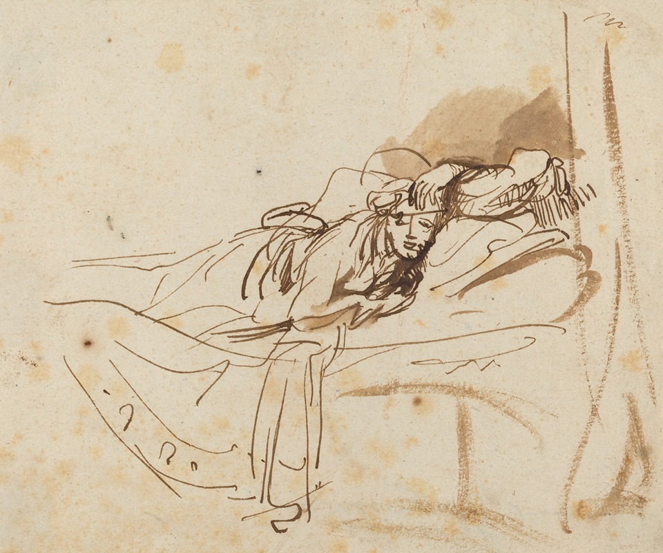 Rembrandt's painting depicts Saskia in a serene moment of rest.