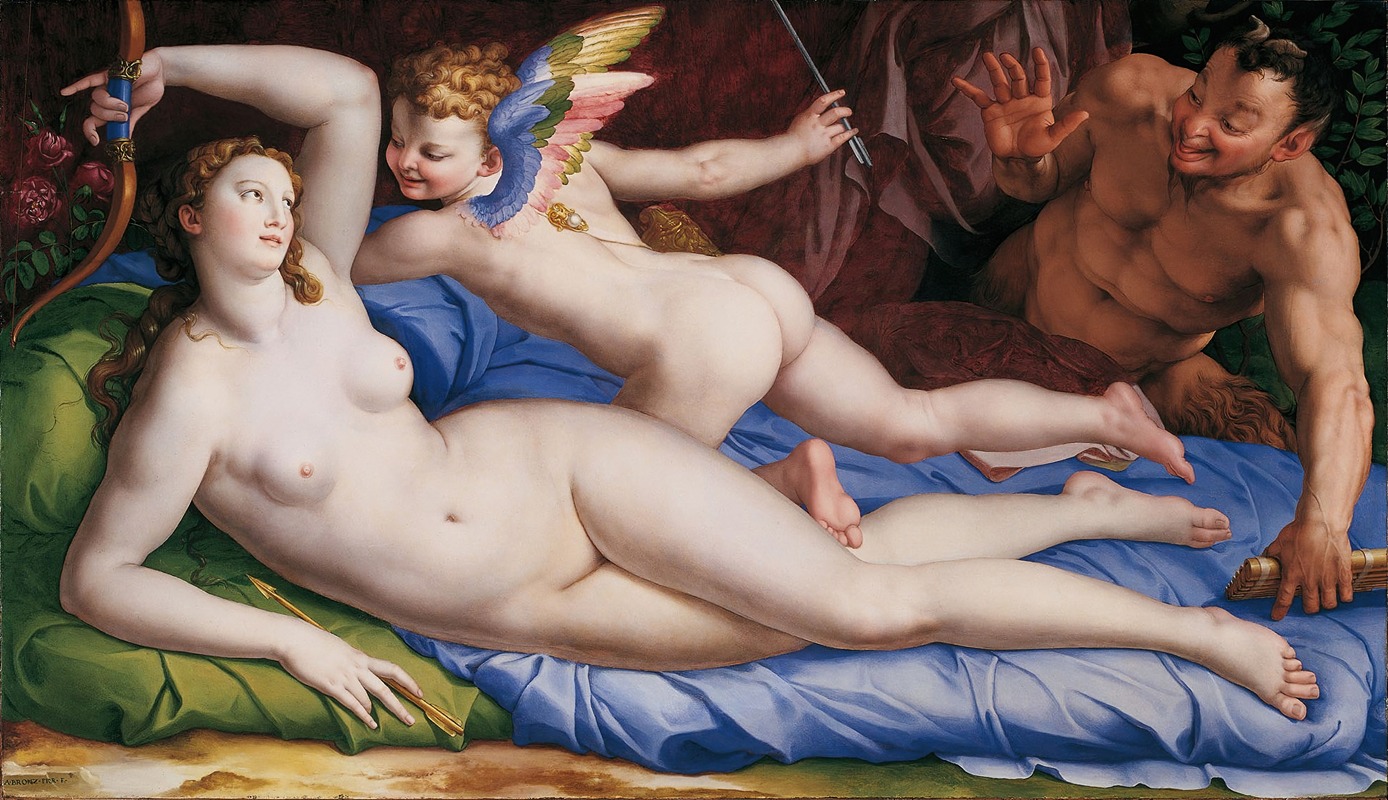 Agnolo Bronzino's 'Venus, Cupid And Satyr' showcases a complex interplay of figures and symbolism.