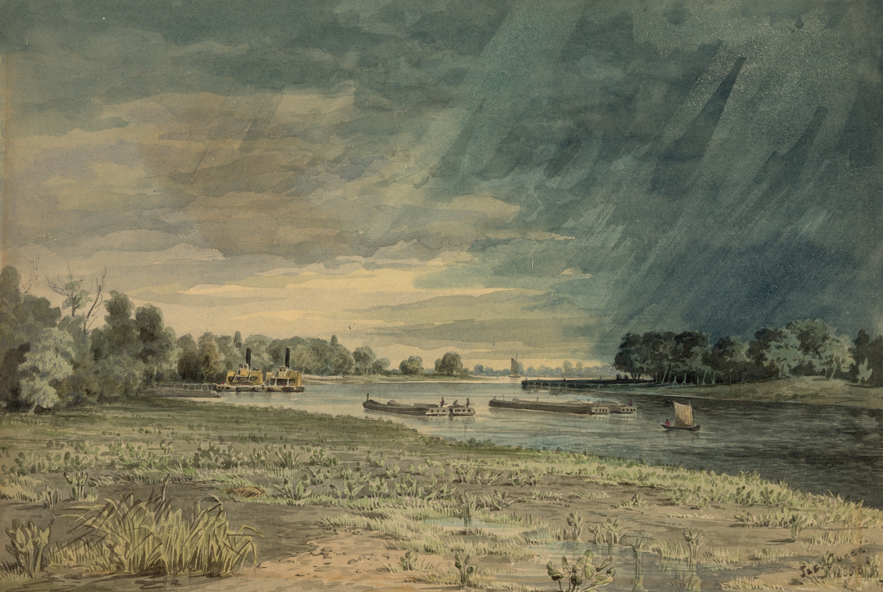 From Grays Ferry looking south, by James Fuller Queen, public domain