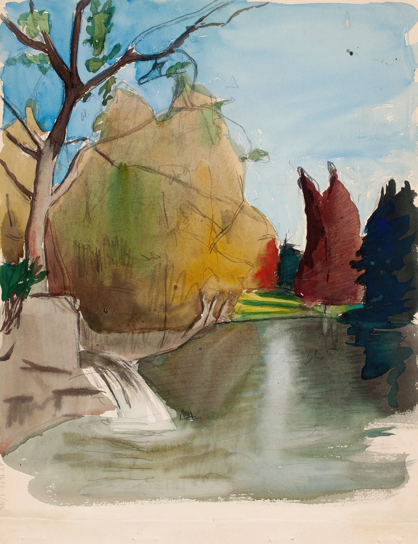 Landscape with gentle hills and pastel sky by Magnus Enckell, oil on canvas