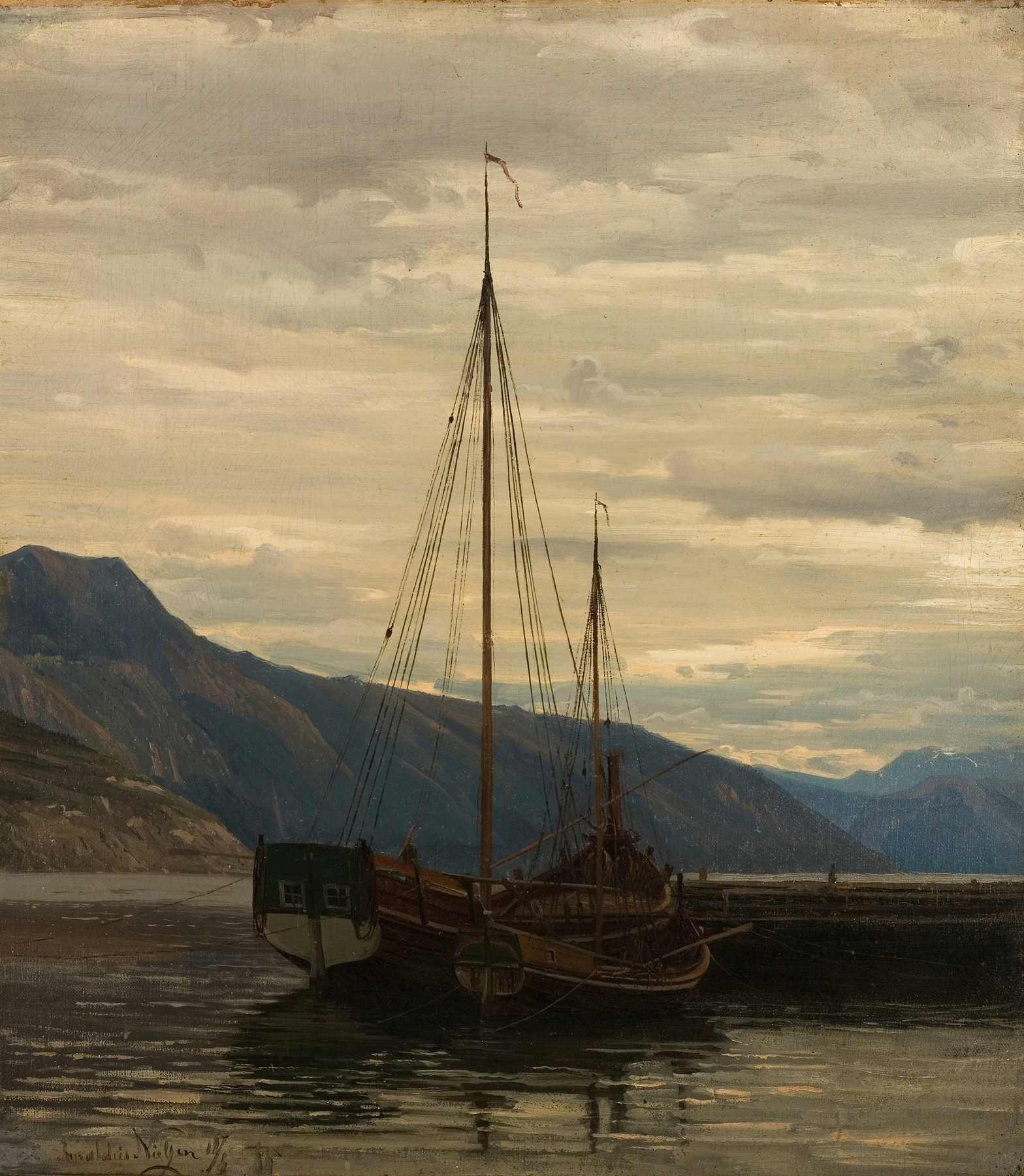 Figurative artwork by Amaldus Nielsen, depicting a solitary figure in flowing garment, 1865