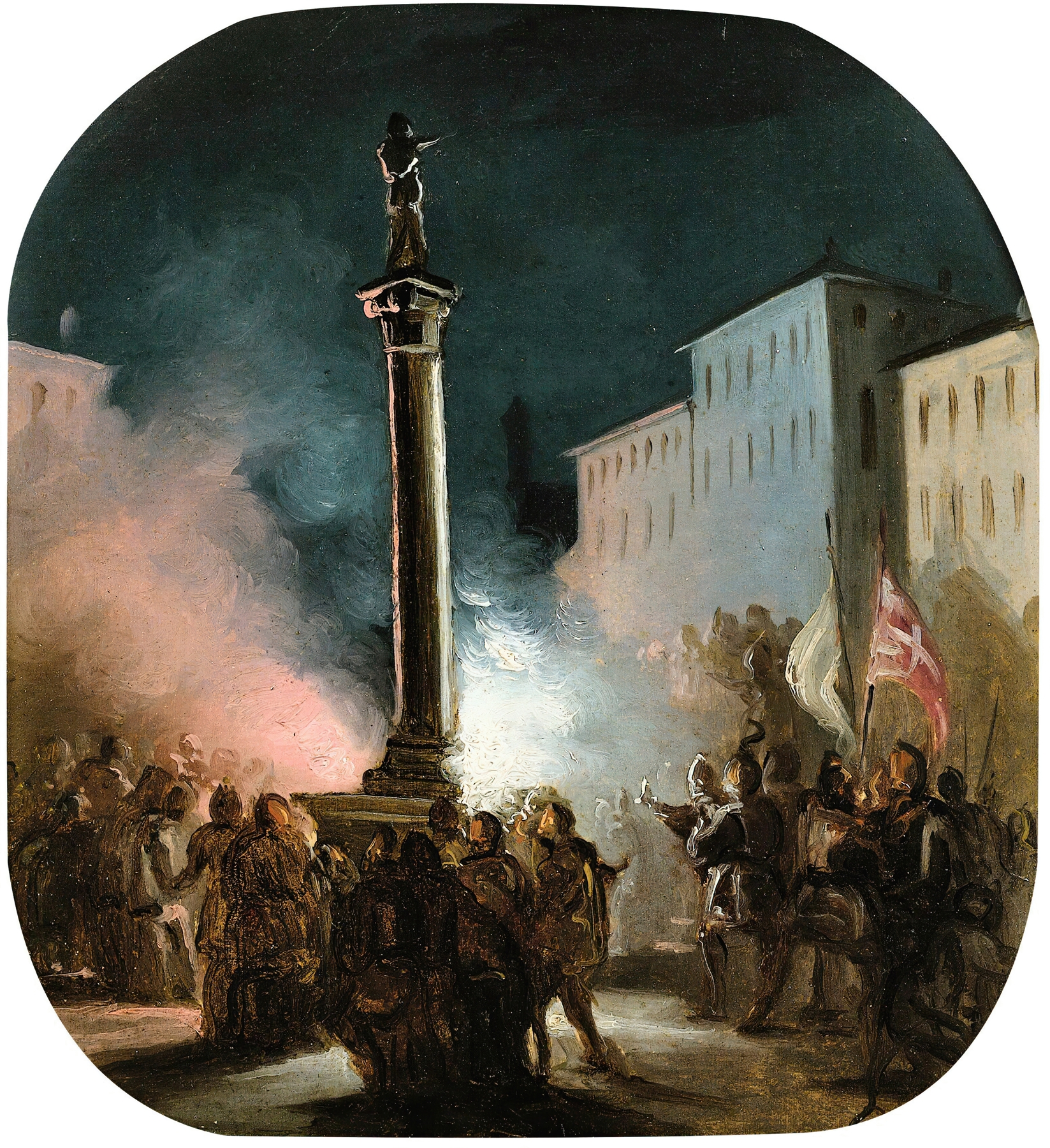 Piazza Colonna, Rome, by Ippolito Caffi, public domain