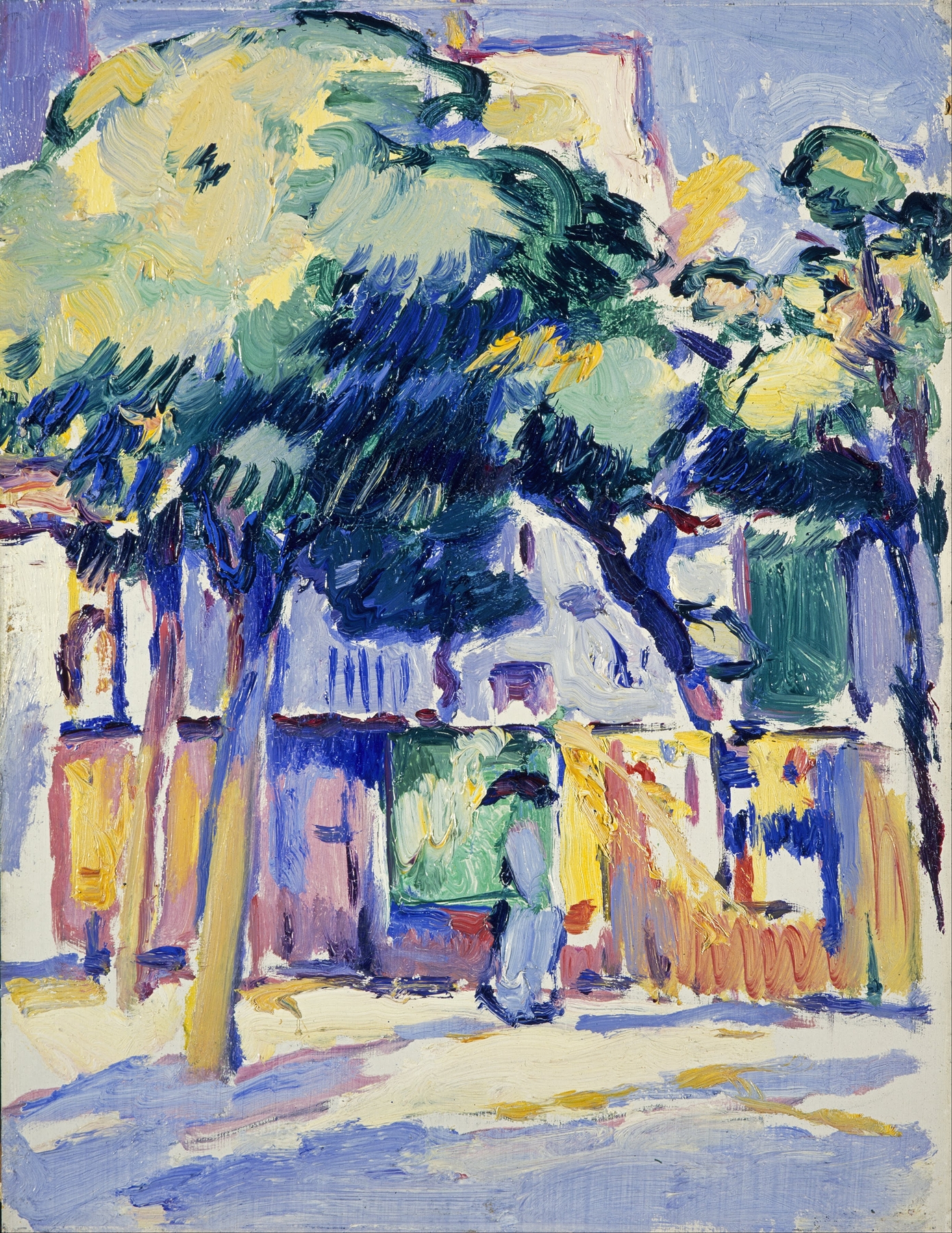 Veules-les-Roses by Samuel John Peploe, oil painting depicting a coastal village and sea