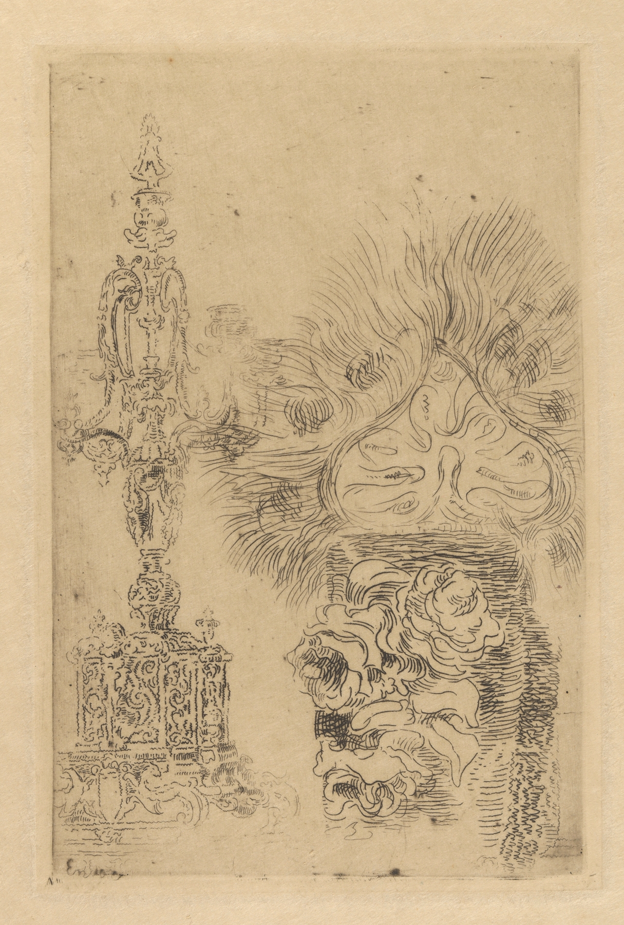 Kroonkandelaar en vaas, by James Ensor, public domain