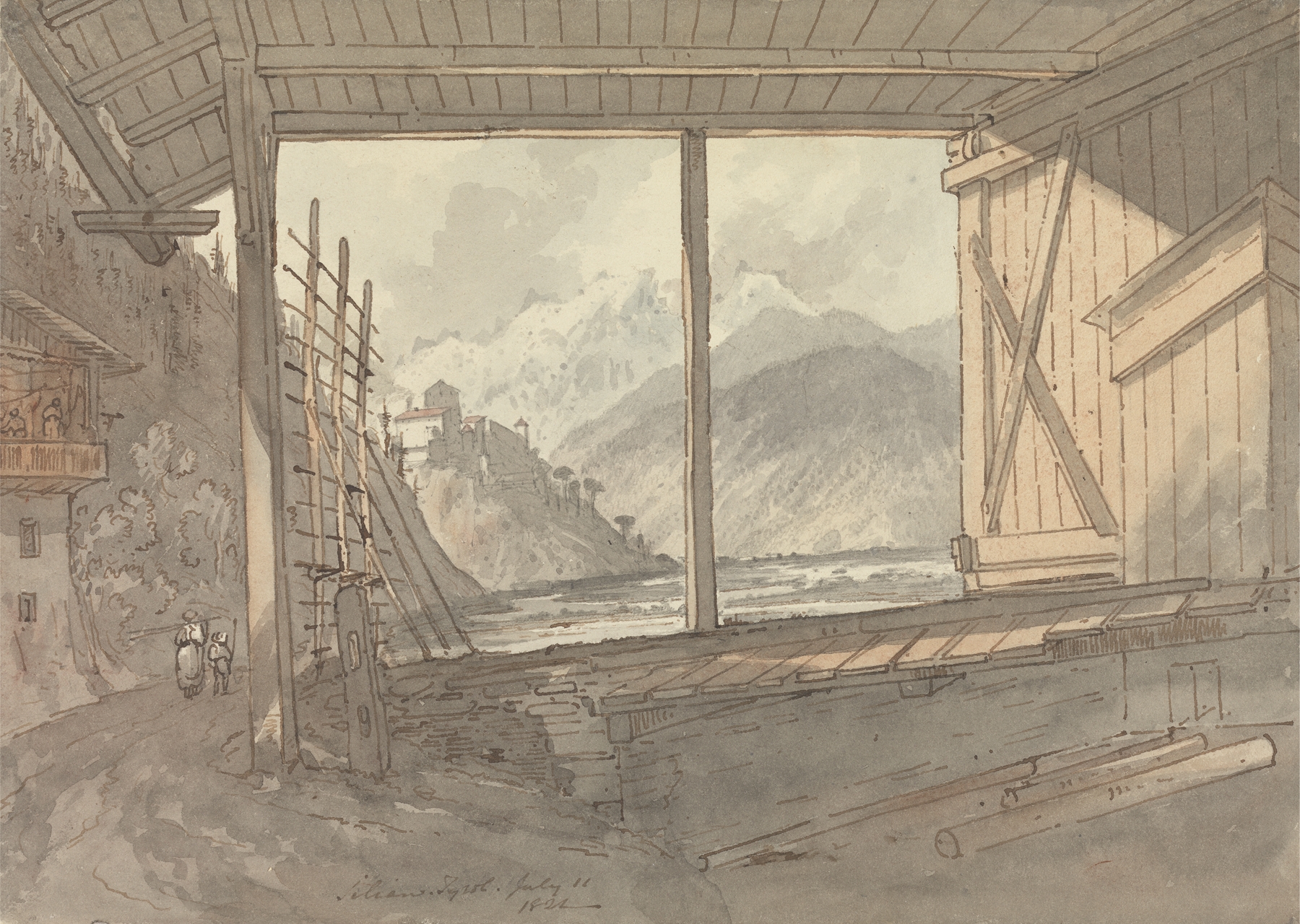Sillian Tyrol, watercolor on paper by Rev. Charles Annesley depicting hills and sky.