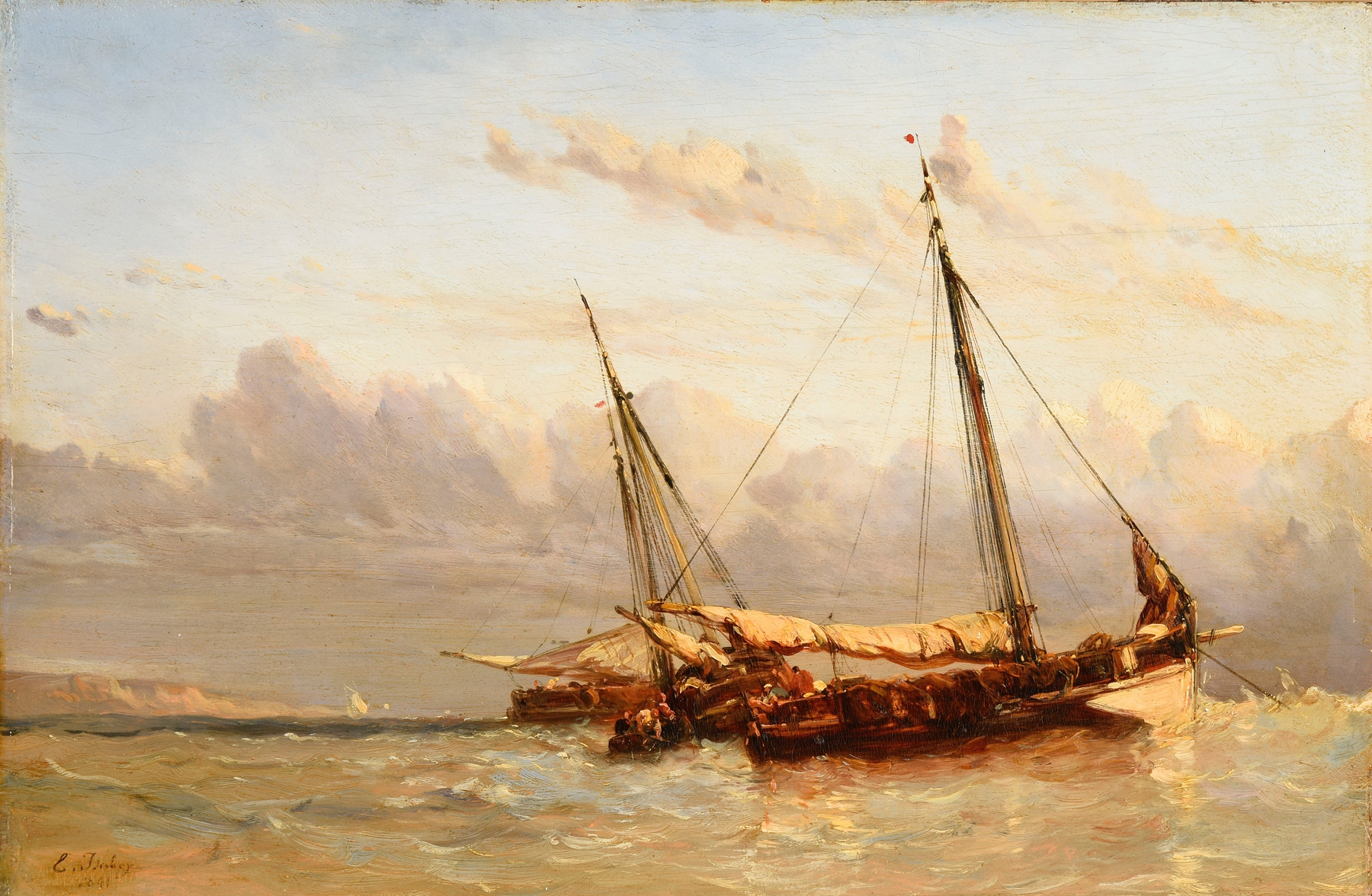 Barques de pêche, by Eugène Isabey, public domain