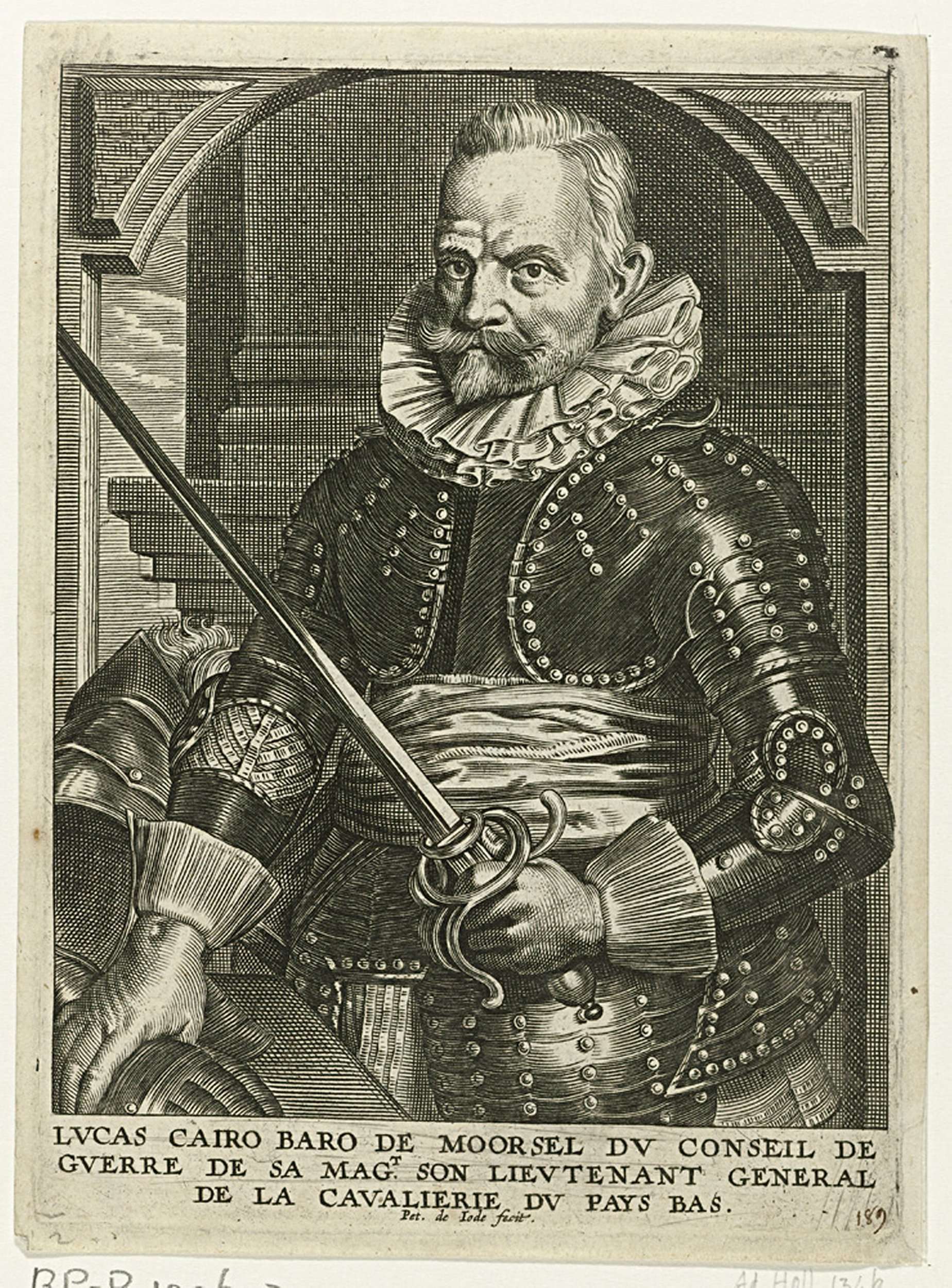 Portrait of Lucas Cayro, baron van Moorsel, etching by Pieter de Jode