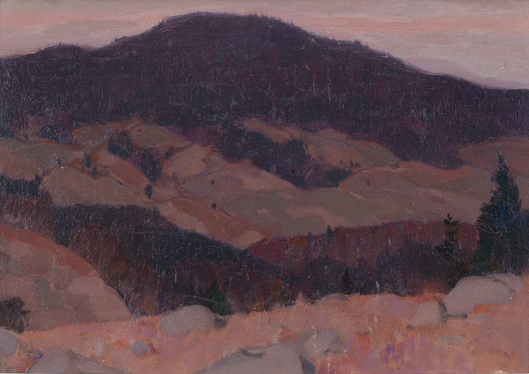 Autumn landscape with vibrant colors, oil on canvas by Clarence Alphonse Gagnon