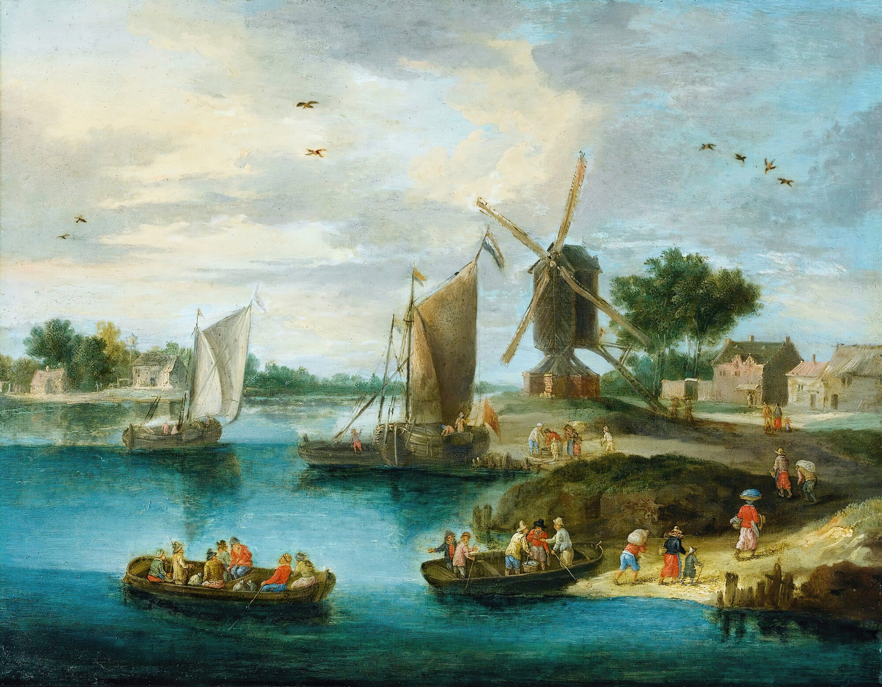 Landscape with a mill, oil on canvas by Jan Van Kessel The Elder