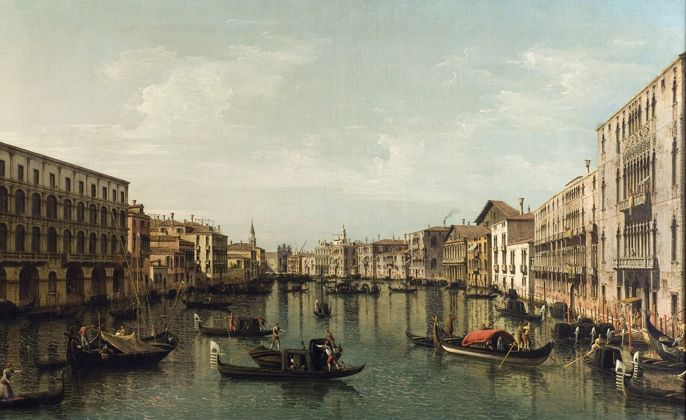 View of Grand Canal with the Palazzi Foscari and Moro Lin, by Bernardo Bellotto, public domain