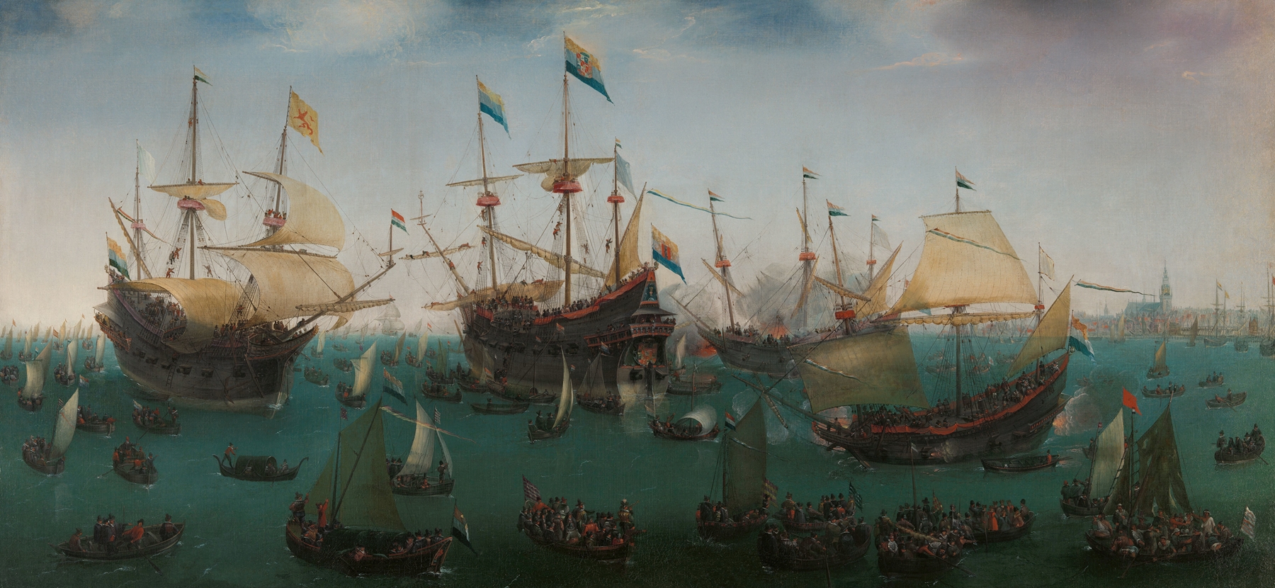 The Return to Amsterdam of the Second Expedition to the East Indies, by Hendrik Cornelisz. Vroom, public domain